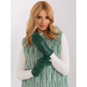 Tmavě zelené koženkové rukavice AT-RK-239801.11-dark green Velikost: L/XL