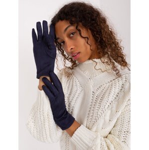 Tmavě modré hladké zateplené rukavice -AT-RK-2370.95-dark blue Velikost: S/M