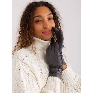 Tmavě šedé koženkové rukavice AT-RK-239802.28-dark grey Velikost: S/M
