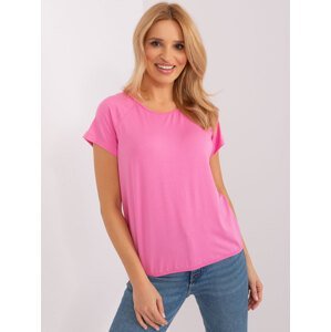 Růžové tričko s průstřihem s mašlí na zádech RV-BZ-7664.46-pink Velikost: L/XL