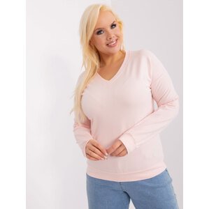 SVĚTLE RŮŽOVÉ TRIČKO S VÝSTŘIHEM DO V RV-BZ-9259.97-LIGHT PINK Velikost: ONE SIZE