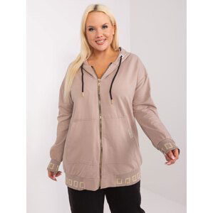 BÉŽOVÁ MIKINA NA ZIP S KAPUCÍ -RV-BL-8262.85-DARK BEIGE Velikost: ONE SIZE