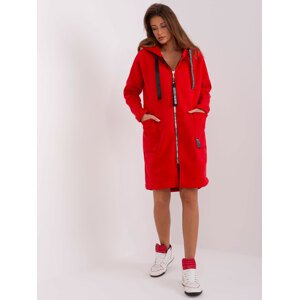 Červená dlouhá mikina na zip RV-BL-6860-2.13-red Velikost: S/M