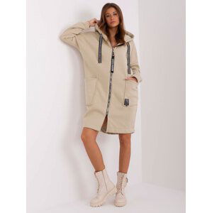 SVĚTLE BÉŽOVÁ DLOUHÁ MIKINA NA ZIP RV-BL-6860-2.69-LIGHT BEIGE Velikost: S/M