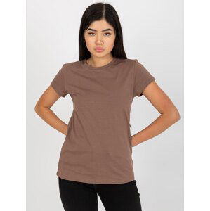 HNĚDÉ DÁMSKÉ TRIČKO S KRÁTKÝMI RUKÁVY RV-TS-4623.40-BROWN Velikost: XL