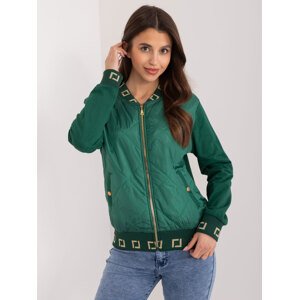 TMAVĚ ZELENÝ PROŠÍVANÝ BOMBER RV-BL-8224.22-DARK GREEN Velikost: L/XL