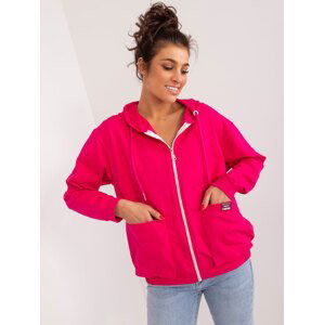 TMAVĚ RŮŽOVÁ MIKINA NA ZIP S KAPUCÍ -RV-BL-9136.06-FUCHSIA Velikost: S/M