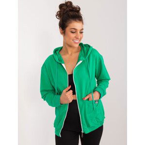 ZELENÁ MIKINA NA ZIP S KAPUCÍ -RV-BL-9136.06-GREEN Velikost: S/M