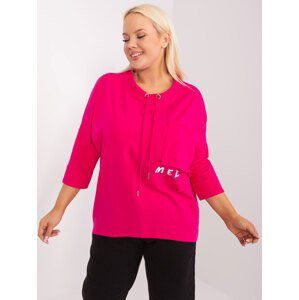 TMAVĚ RŮŽOVÁ HALENKA S KAPSOU -RV-BZ-14002.44-FUCHSIA Velikost: ONE SIZE