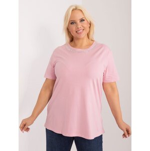 SVĚTLE RŮŽOVÉ TRIČKO S APLIKACÍ ZA KRKEM PM-BZ-GW2380.54-LIGHT PINK Velikost: XL