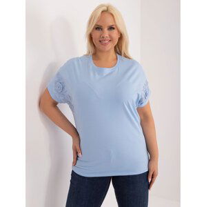 SVĚTLE MODRÉ TRIČKO S APLIKACÍ NA RUKÁVU PM-BZ-GM2142.71-LIGHT BLUE Velikost: 2XL