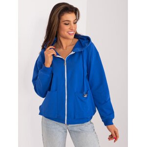 MODRÁ MIKINA NA ZIP S KAPUCÍ -RV-BL-9136.06-COBALT Velikost: S/M