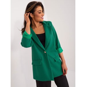 TMAVĚ ZELENÉ DÁMSKÉ ELEGANTNÍ SAKO -DHJ-MA-18598.12X-GREEN Velikost: ONE SIZE