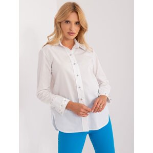 BÍLÁ BAVLNĚNÁ KOŠILE S OZDOBNÝMI KNOFLÍKY LK-KS-509574.71-WHITE Velikost: S/M