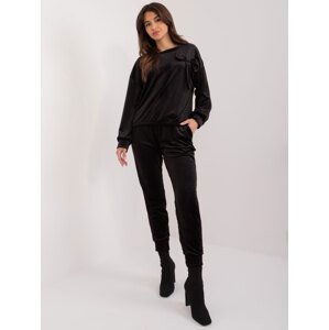 ČERNÁ VELUROVÁ SOUPRAVA S MAŠLÍ DHJ-KMPL-8870.59-BLACK Velikost: ONE SIZE