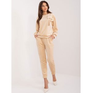 BÉŽOVÁ VELUROVÁ SOUPRAVA S MAŠLÍ DHJ-KMPL-8870.59-BEIGE Velikost: ONE SIZE