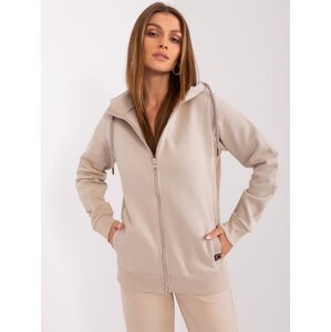 Béžová mikina na zip s kapucí D10606BA02711A1-beige Velikost: M