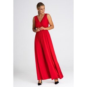 Červené maxi šaty s rozparkem M960 red Velikost: M