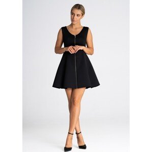 Černé mini šaty s ozdobným zipem M972 black Velikost: XL