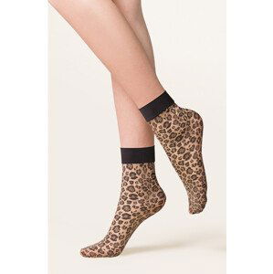 Ponožky s leopardím potiskem Gabriella Caty 684 20 den Velikost: ONE SIZE, Barva: Béžová