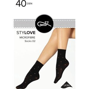 Černé silonkové ponožky se srdíčky Gatta Stylove 02 40 den Velikost: UNI, Barva: Černá
