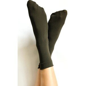 Dámské ponožky s pepitovým vzorem Veneziana Pepitone Velikost: UNI, Barva: Olivová
