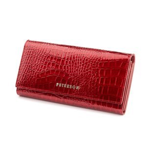 Peterson Červená vzorovaná velká kožená peněženka Y004 PTN CR-467-RED Velikost: ONE SIZE
