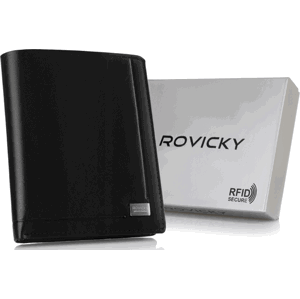 ROVICKY ČERNÁ KOŽENÁ PENĚŽENKA L226 [DH] PC-108-BAR Velikost: ONE SIZE