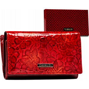 4U Cavaldi Červená kožená peněženka s motivem květin a motýlů M507 [DH] PN29-ZJH Velikost: ONE SIZE