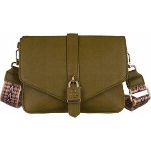 LULUCASTAGNETTE KHAKI CROSSBODY KABELKA S ŠIROKÝM VZOROVANÝM POPRUHEM USAMA Velikost: ONE SIZE