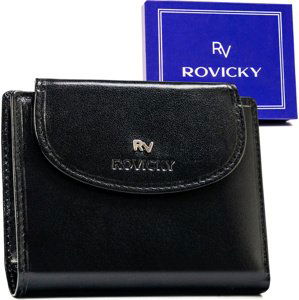 ROVICKY ČERNÁ KOŽENÁ PENĚŽENKA NA PATENTKU V243 [DH] RV-70614-9-BCA Velikost: ONE SIZE