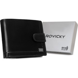 ROVICKY ČERNÁ KOŽENÁ PENĚŽENKA NA PATENTKU L217 [DH] CPR-992L-BAR Velikost: ONE SIZE