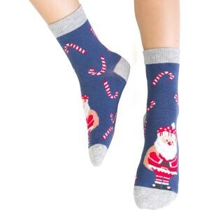 Modré dětské vánoční ponožky se skřítkem Art.014 JL027,  DENIM Velikost: 32-34