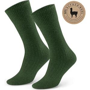 Ponožky s alpaka vlnou - zelené Art.044 PS011,  GREEN Velikost: 35-37