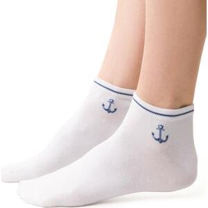 Bílé unisex kotníkové ponožky s kotvičkami Art. 117 YG001,  WHITE Velikost: 38-40