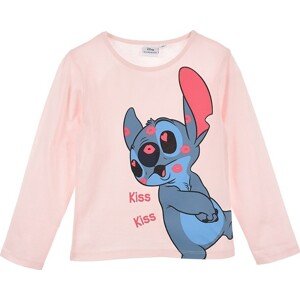 SVĚTLE RŮŽOVÉ DÍVČÍ TRIČKO S DLOUHÝM RUKÁVEM DISNEY LILO STITCH Velikost: 116