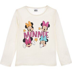 Smetanové dívčí tričko Minnie Mouse s třpytivým potiskem Velikost: 104