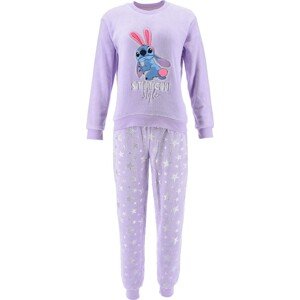 DISNEY STITCH TEPLÉ DÁMSKÉ FLEECOVÉ PYŽAMO - FIALOVÉ Velikost: S