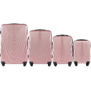 Rosegold sada skořepinových kufrů FALCON 304, Luggage 4 sets (L,M,S,XS) Wings, Rose Gold Velikost: Sada kufrů