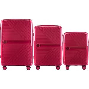 MALINOVÁ SADA TŘÍ SKOŘEPINOVÝCH KUFRŮ LAPWING DQ181-04, LUGGAGE 3 SETS (L,M,S) WINGS, ROSE RED Velikost: Sada kufrů