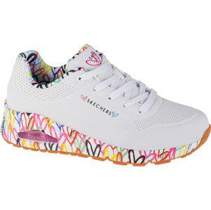 BÍLÉ TENISKY S BAREVNOU PLATFORMOU SKECHERS UNO-LOVING LOVE 155506-WHT Velikost: 35.5