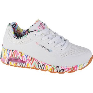 BÍLÉ TENISKY S BAREVNOU PLATFORMOU SKECHERS UNO-LOVING LOVE 155506-WHT Velikost: 36