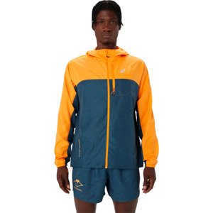 MODRO-ŽLUTÁ PÁNSKÁ VĚTROVÁ BUNDA ASICS FUJITRAIL PACKABLE WINDBREAKER 2011C991-800 Velikost: L