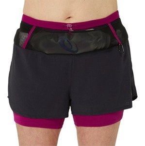 RŮŽOVO-ČERNÉ BĚŽECKÉ KRAŤASY ASICS FUJITRAIL 2-N-1 SHORT 2012C719-002 Velikost: M