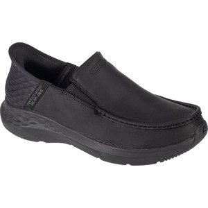 ČERNÉ KOŽENÉ SLIP-ON TENISKY SKECHERS PARSON - OSWIN 204866-BBK Velikost: 42.5