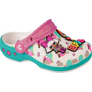 VÍCEBAREVNÉ ZDOBENÉ DÍVČÍ NAZOUVÁKY CROCS LOL SURPRISE BFF KIDS CLASSIC CLOG 209472-100 Velikost: 25/26