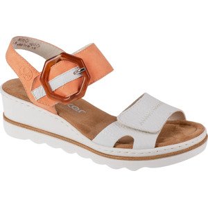 BÍLÉ SANDÁLY RIEKER SANDALS S BÉŽOVÝMI KOTNÍKOVÝMI PÁSKY 67476-38 Velikost: 38