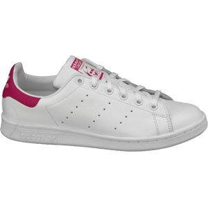 BÍLÉ DÁMSKÉ TENISKY ADIDAS STAN SMITH J S RŮŽOVÝMI DETAILY B32703 Velikost: 35.5