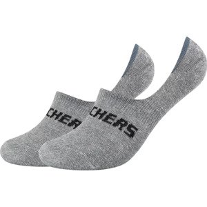 ŠEDÉ NÍZKÉ PONOŽKY - 2 PÁRY SKECHERS 2PPK MESH VENTILATION FOOTIES SOCKS SK44008-9300 Velikost: 39-42