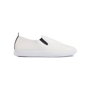 BÍLÉ DÍRKOVANÉ SLIP-ON TENISKY 679W/B Velikost: 36